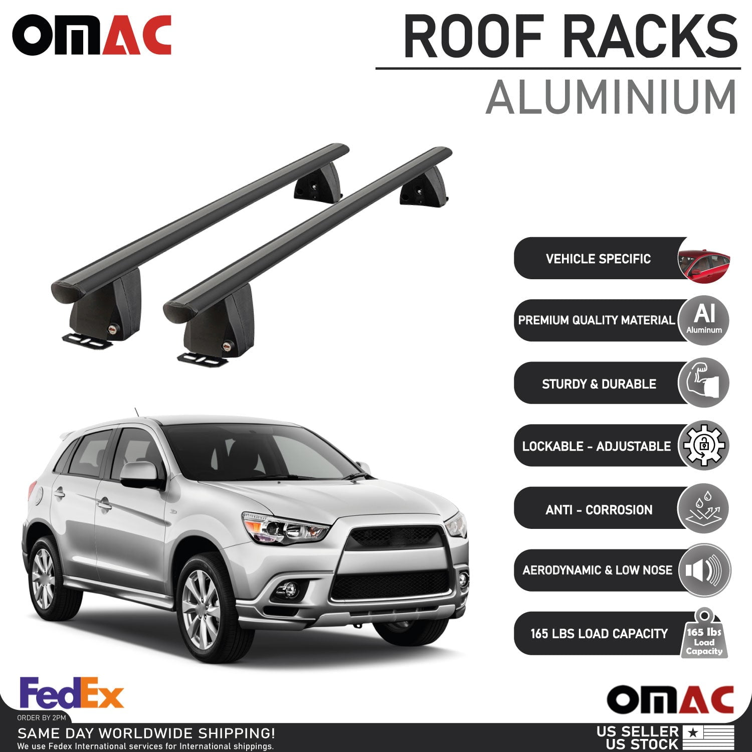 Fits 20112021 Mitsubishi Outlander Sport Roof Rack Cross Bars Luggage