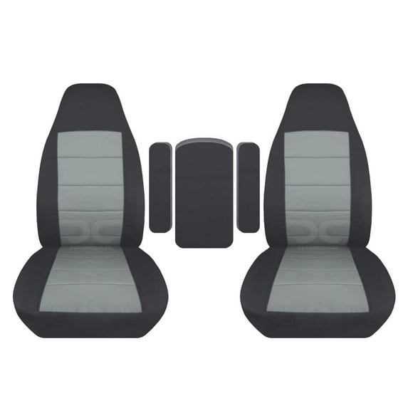 Fits 1999-2001 Ford F-150-250-350 Velour Seat Covers w One per Seat + Center:Black Silver