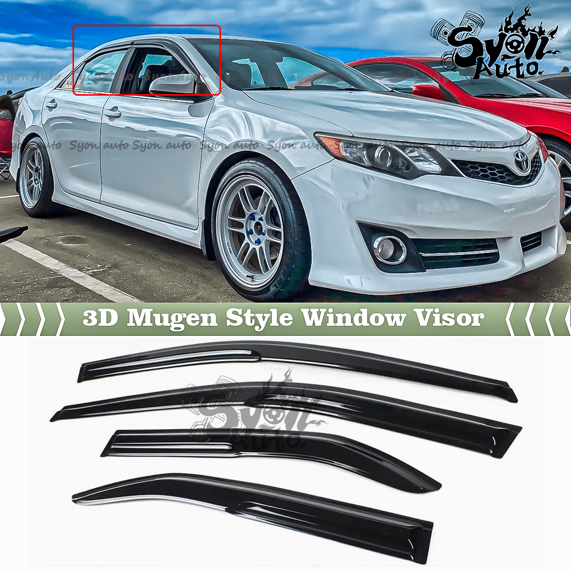 Toyota Camry Sun Visor For Toyota Camry 2007-2011 JDM Wavy Mugen Style Window 2007 Toyota Camry Front Bumper Cover