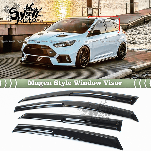 Fits 2012-2018 Ford Focus Sedan & Hatch 3D Wavy Mugen Style Window Visor Rain Guard