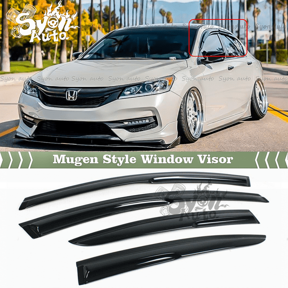 Fits 2013-2017 Honda Accord JDM 3D Wavy Mugen Style Window Visor Rain Guard Vent