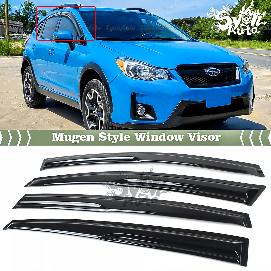Fits 2013-2017 Subaru CROSSTREK XV 2012-2016 Impreza Hatch JDM Mugen Style Window Visor Rain Guard