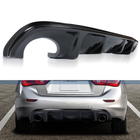 Fits 2014-17 Infiniti Q50 Gloss Black Rear Diffuser Bumper Lip Spoiler Splitter