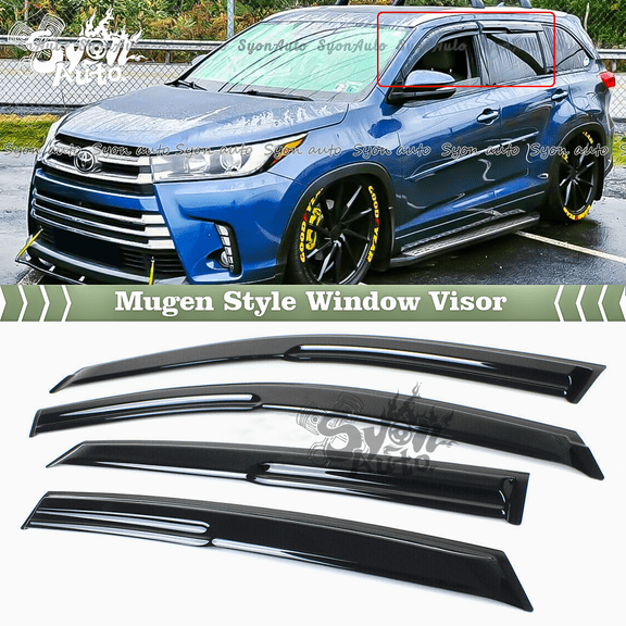 Fits 2014-2019 Toyota Highlander JDM 3D Mugen Style Window Visor Rain Guard Vent