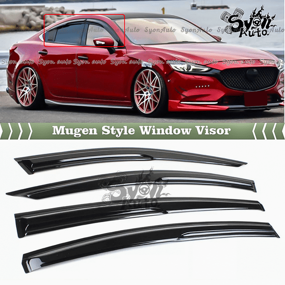 Fits 2014-2021 Mazda 6 3D JDM Mugen Style Window Visor Rain Guard Deflector Vent