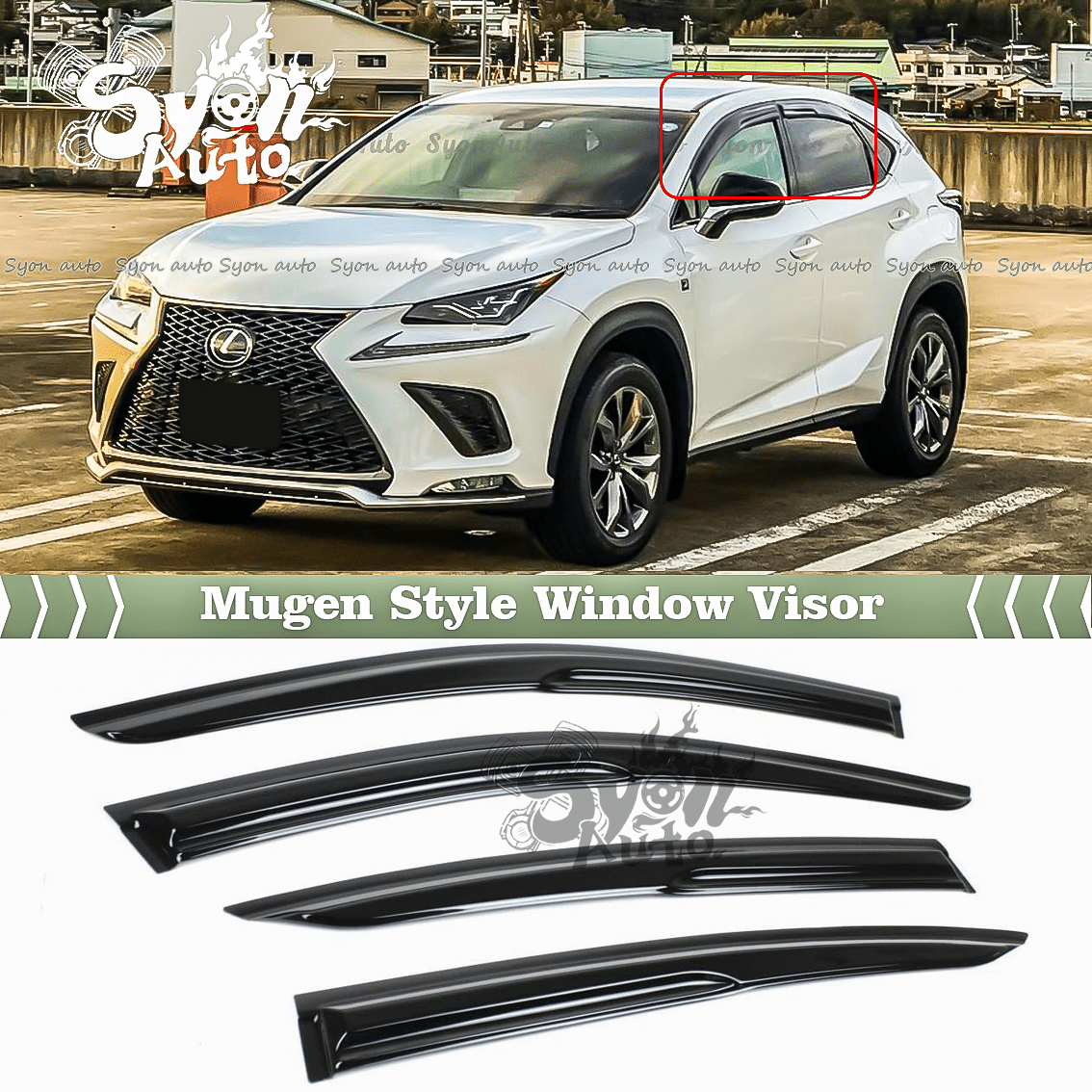 Fits 2015-2021 Lexus NX200t NX300h JDM 3D Wavy Mugen Style Window Visor ...