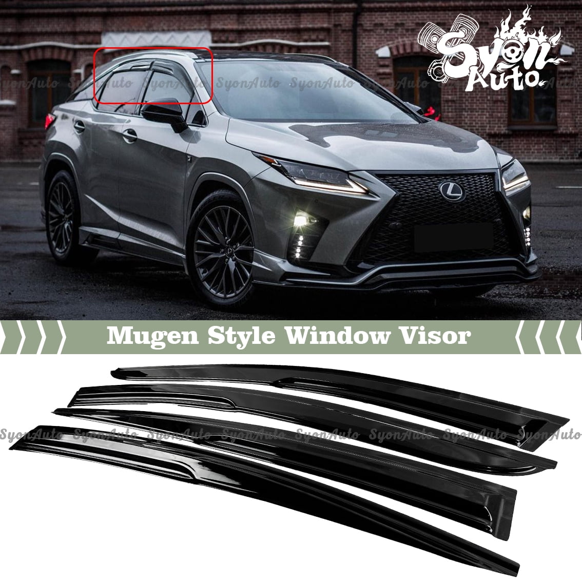 Lexus Rx 400h Rear Window Fits 2016-2021 Lexus RX350 RX450h JDM 3D Wavy Mugen Style Window Visor ...