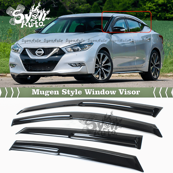 Fits 2016-2021 Nissan Maxima 3D JDM Mugen Style Window Visor Rain Guard Deflector
