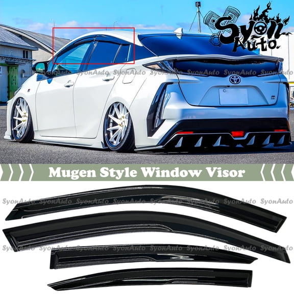FITS 2016-2021 TOYOTA PRIUS JDM 3D MUGEN STYLE WINDOW VISOR RAIN GUARD DEFLECTOR