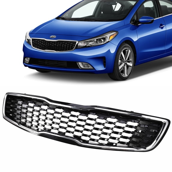 Fits 2017-2018 Kia Forte Sedan EX LX SX 2.0L Front Upper Grille W/Chrome Trim