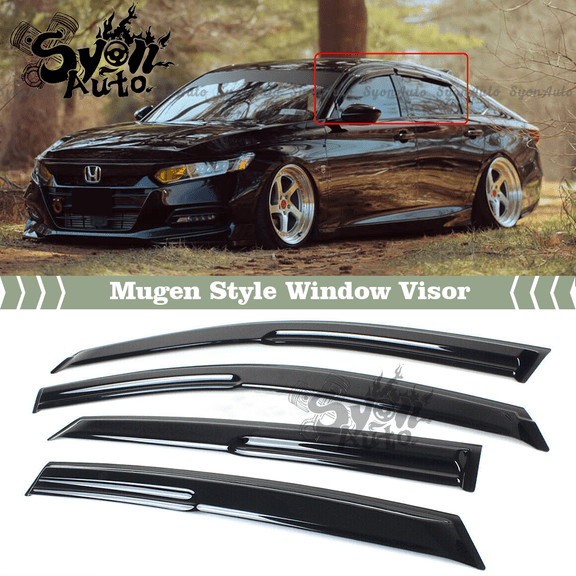 Fits 2018-2021 Honda Accord JDM 3D Wavy Mugen Style Window Visor Rain Guard Deflector