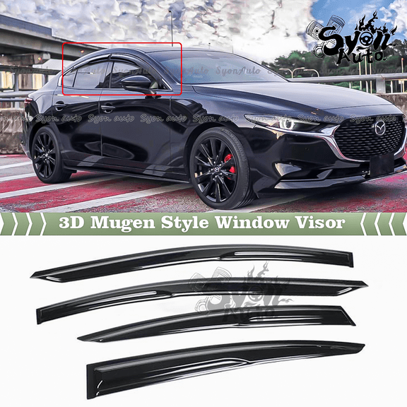 Fits 2019-2021 Mazda 3 Sedan JDM Mugen Style Window Visor Rain Guard Deflector