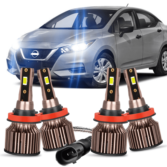 Fits 2020-2023 Nissan Versa LED Headlights Bulb H9 High Beam H11 Low Beam Replacement Kit Pack of 4