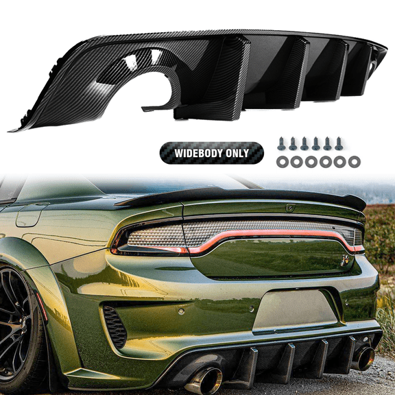 Fits 2020-2024 Dodge Charger Widebody SRT Carbon Fiber Rear Bumper Diffuser Lip