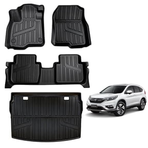 Fits 2023-2026 Honda CRV (Including Hybrid) TPE Floor Mats & Upper Position Cargo Liner Set, All Weather Custom Full Coverage Black Car Mats Interior Accessories