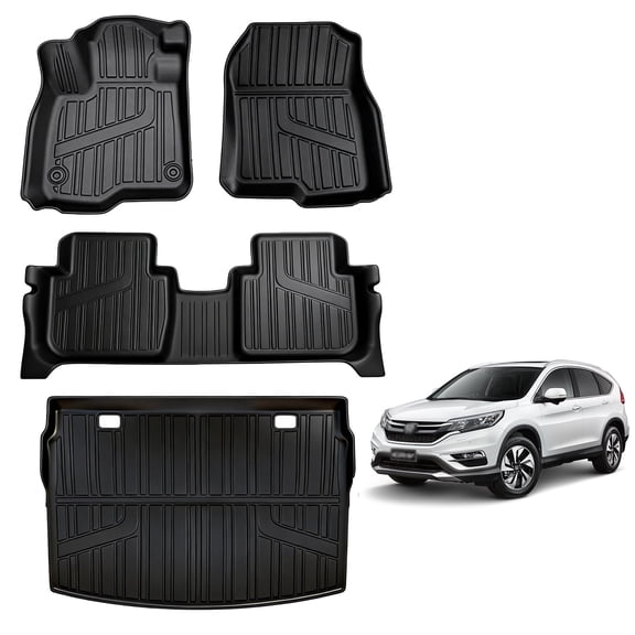Fits 2023-2026 Honda CRV (Including Hybrid) TPE Floor Mats & Upper Position Cargo Liner Set, All Weather Custom Full Coverage Black Car Mats Interior Accessories