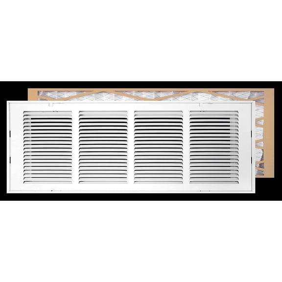 Fits 20x10 Duct Opening | Filter Included Steel Return Air Filter Grille by Handua [Removable Door] for 1-inch Filters | Vent Cover Filter Grill | White | Outer Dimensions: 22 5/8"W X 12 5/8"H