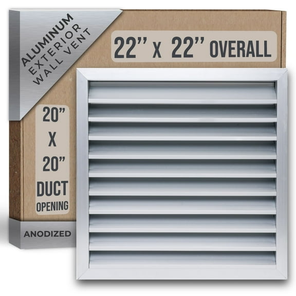 Fits 20x20 Wall Opening Anodized Aluminum Exterior Wall Vent by Handua | Gable Shed for Crawlspace, Outdoor, Doors, Attic | Weatherproof, Rain&Rust Proof, Water Resistant Grille Overall: 22"W X 22"H