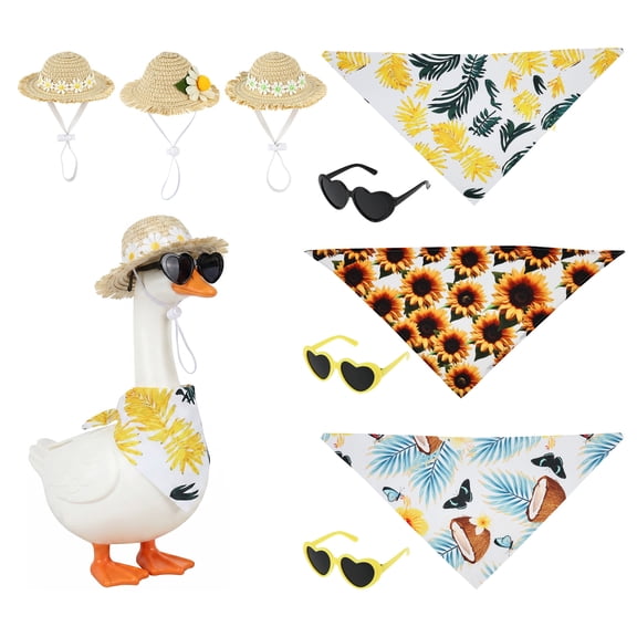 Fits 23" Hawaiian Porch Goose Outfit with Hat Sunglasses Headscarf Decorative Summer Bikini Lawn Goose Costume Garden Statue Dress Up Clothing for Outdoor Yard Garden