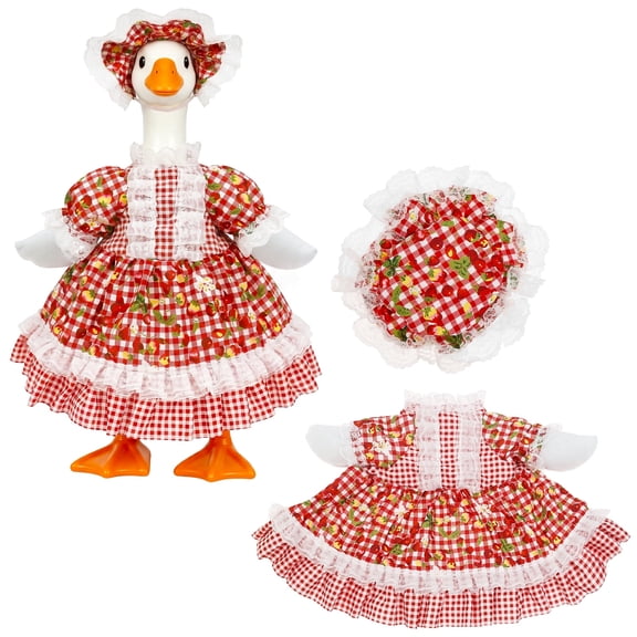 Fits 23" Porch Goose Outfits with Hat Spring Summer Lawn Goose Sculpture Dress Up Clothes Cute Outdoor Garden Statue Dress Costume for Lawn Patio Porch Party
