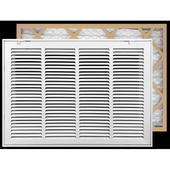 Fits 24x18 Duct Opening | Filter Included Steel Return Air Filter Grille by Handua [Removable Door] for 1-inch Filters | Vent Cover Filter Grill | White | Outer Dimensions: 26 5/8"W X 20 5/8"H
