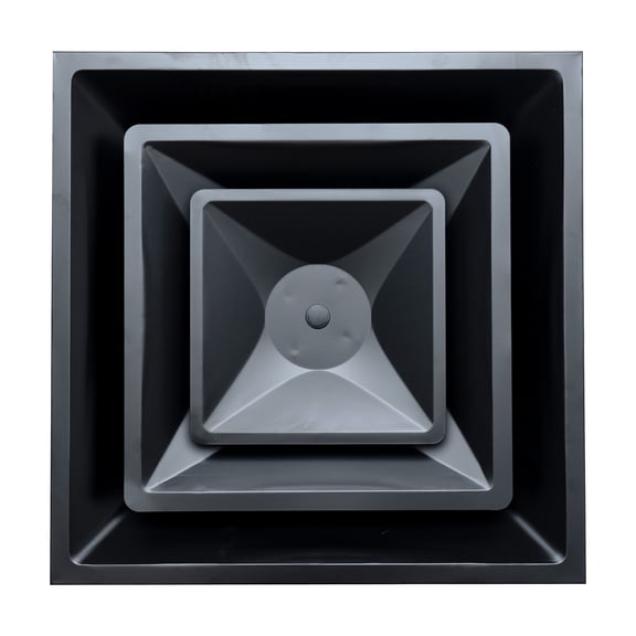 Fits 24x24 Steel T-Bar Drop Ceiling Grid | 2x2 Feet Lay in Steel Air Supply Diffuser with Round 8" [Neck Size] by Handua | 2 Cone | Drop Celing Vent | Black | Outer Dimension: 23-3/4" x 23-3/4"