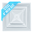 thumbnail image 1 of Fits 24x24 Steel T-Bar Drop Ceiling Grid | 2x2 Feet Lay in Steel Air Supply Diffuser with Round 8" [Neck Size] by Handua | 2 Cone | Drop Celing Vent | White | Outer Dimension: 23-3/4" x 23-3/4", 1 of 8