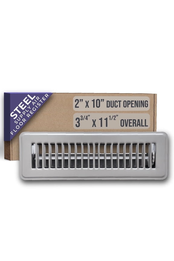 Fits 2x10 Duct Opening Floor Register with Louvered Design by Handua | Heavy Duty Walkable Design with Damper | Floor Vent Grille | Easy to Adjust Air Supply Lever | Gray