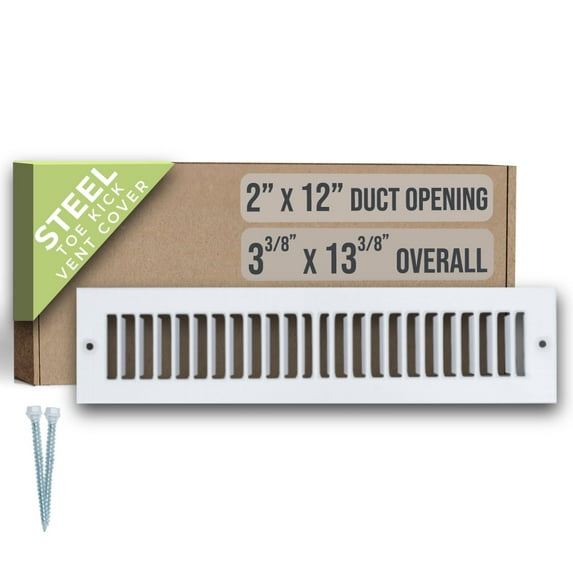 Fits 2x12 Duct Opening | Toe Kick Vent Cover by Handua | Cabinet Toe Kick Space Register Grille | HVAC Toe Space Vent Cover | Outer Dimensions: 3 3/8" X 13 3/8" | White