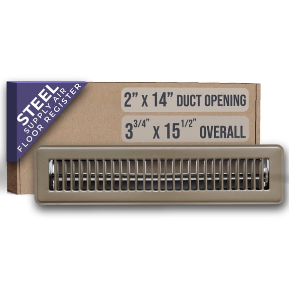 Fits 2x14 Duct Opening Floor Register with Louvered Design by Handua | Heavy Duty Walkable Design with Damper | Floor Vent Grille | Easy to Adjust Air Supply Lever | Brown