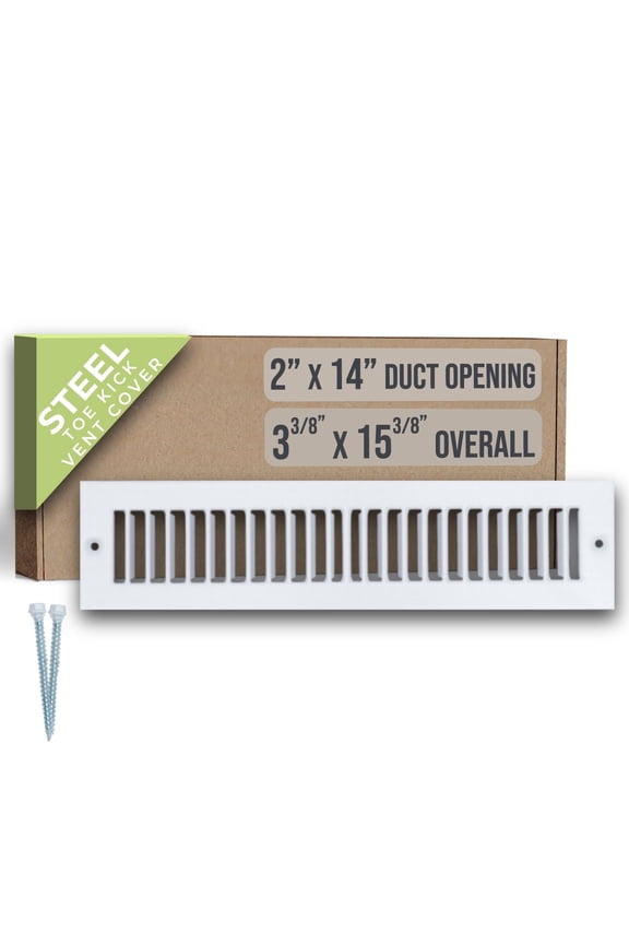 Fits 2x14 Duct Opening | Toe Kick Vent Cover by Handua | Cabinet Toe Kick Space Register Grille | HVAC Toe Space Vent Cover | Outer Dimensions: 3 3/8" X 15 3/8" | White