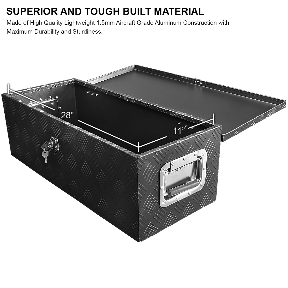 Fits 30" Heavy Duty Black Aluminum Tool Box Pickup Trailer Storage+Lock