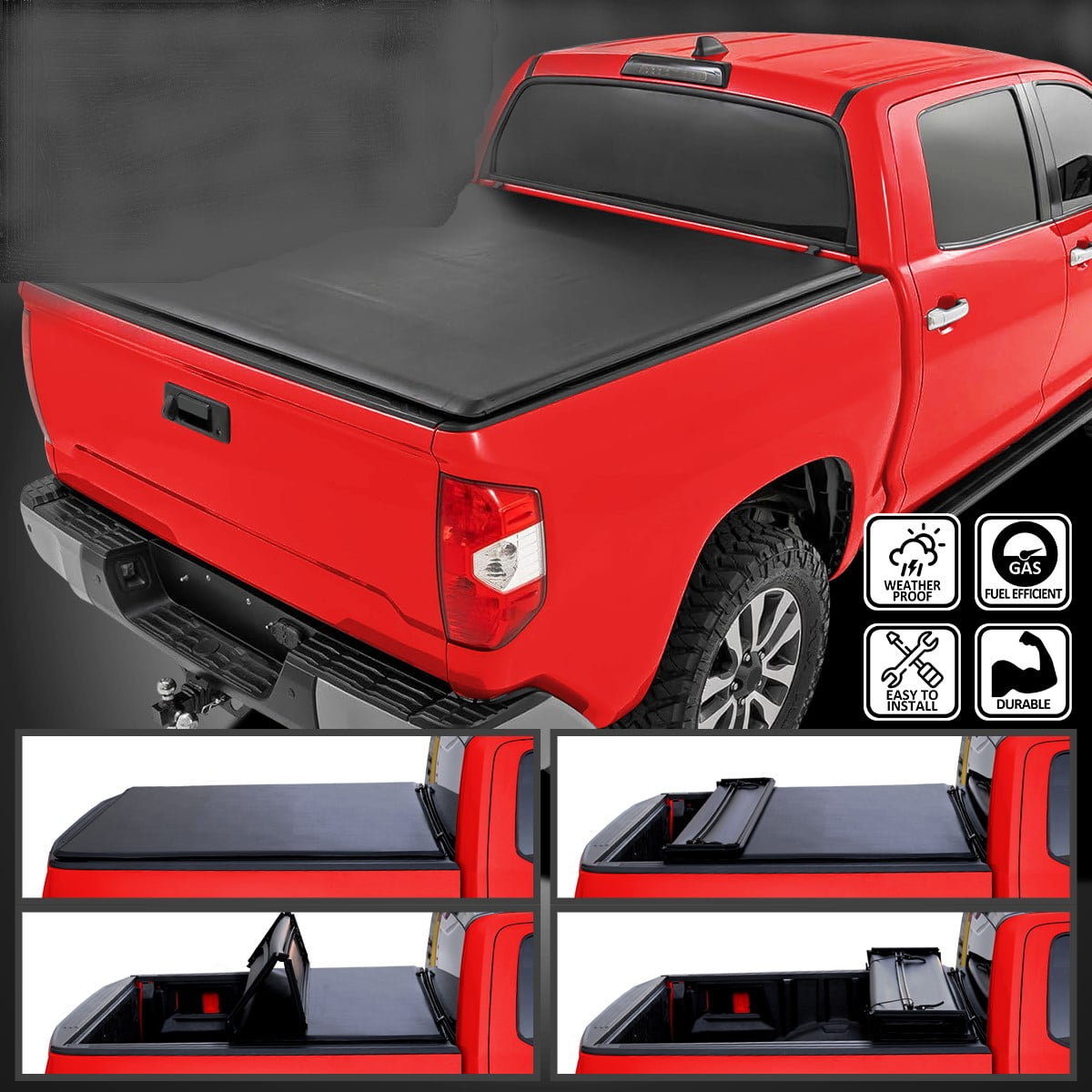 Fits 49" Heavy Duty Black Aluminum Tool Box Truck Storage+Handle+Lock