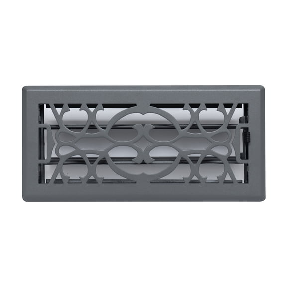 Fits 4x10 and 10x4 Duct Opening, Decorative Floor Register with Victorian , Heavy Duty Walkable Design with Damper, Floor Vent Grille, Easy to Adjust Air Supply Lever, Dark Gray