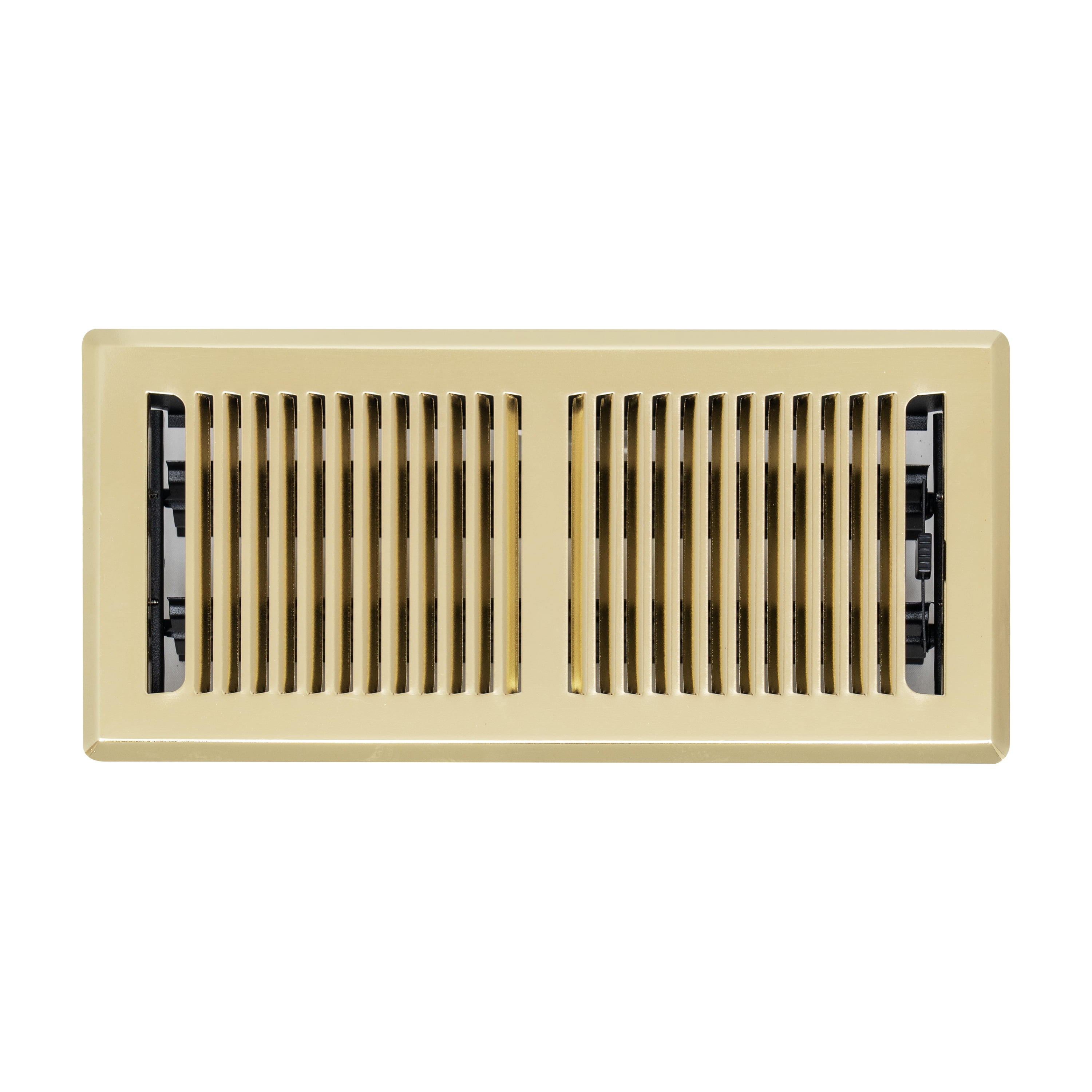 Fits 4x10 and 10x4 Duct Opening, Floor Register with Contemporary Louvered , Heavy Duty Walkable Design with Damper, Floor Vent Grille |Easy Adjust Air Supply Lever, Polished Brass