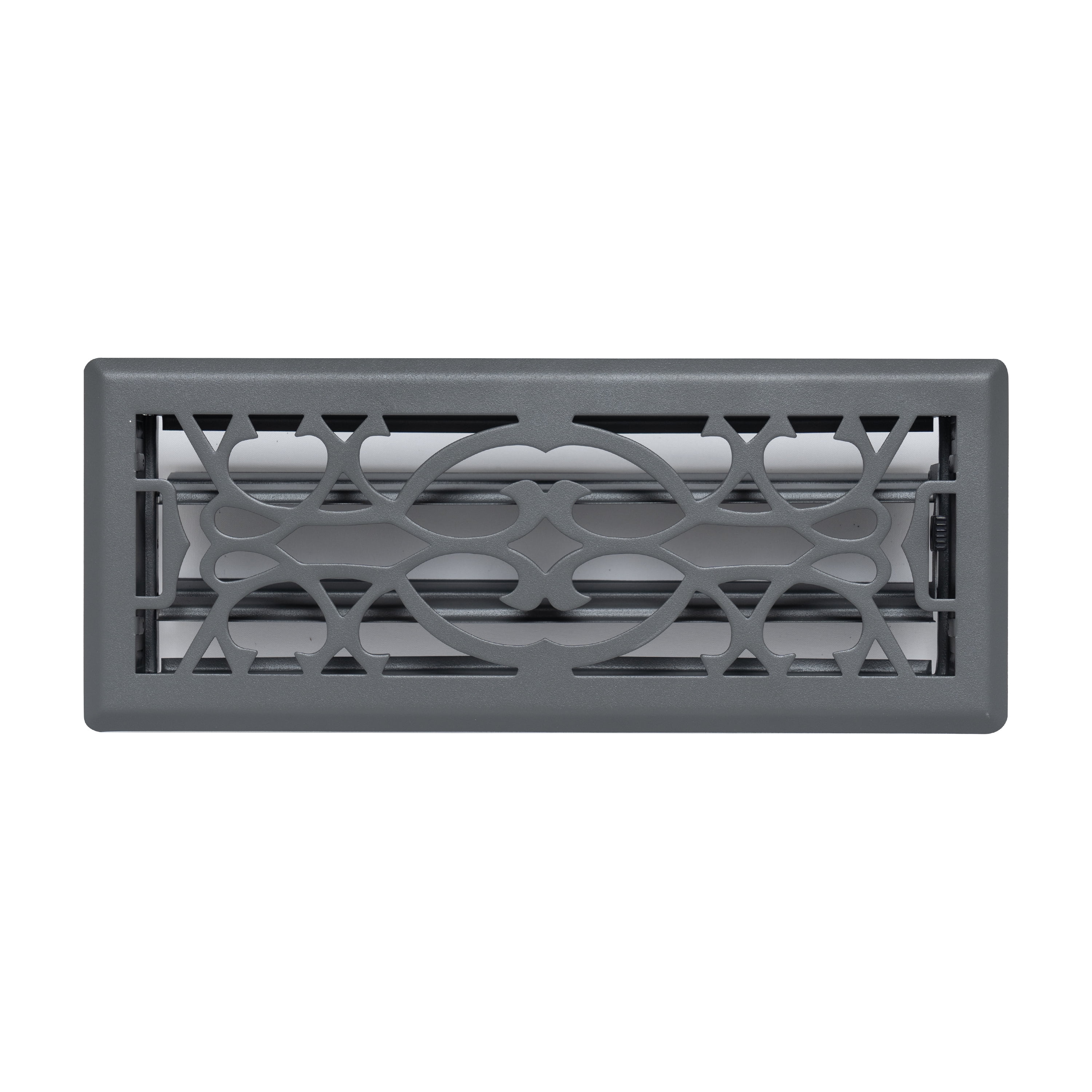 Fits 4x12 and 12x4 Duct Opening, Decorative Floor Register with Victorian , Heavy Duty Walkable Design with Damper, Floor Vent Grille, Easy to Adjust Air Supply Lever, Dark Gray