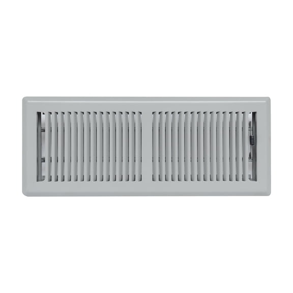 Fits 4x12 and 12x4 Duct Opening, Floor Register with Contemporary Louvered , Heavy Duty Walkable Design with Damper, Floor Vent Grille, Easy to Adjust Air Supply Lever, Light Gray