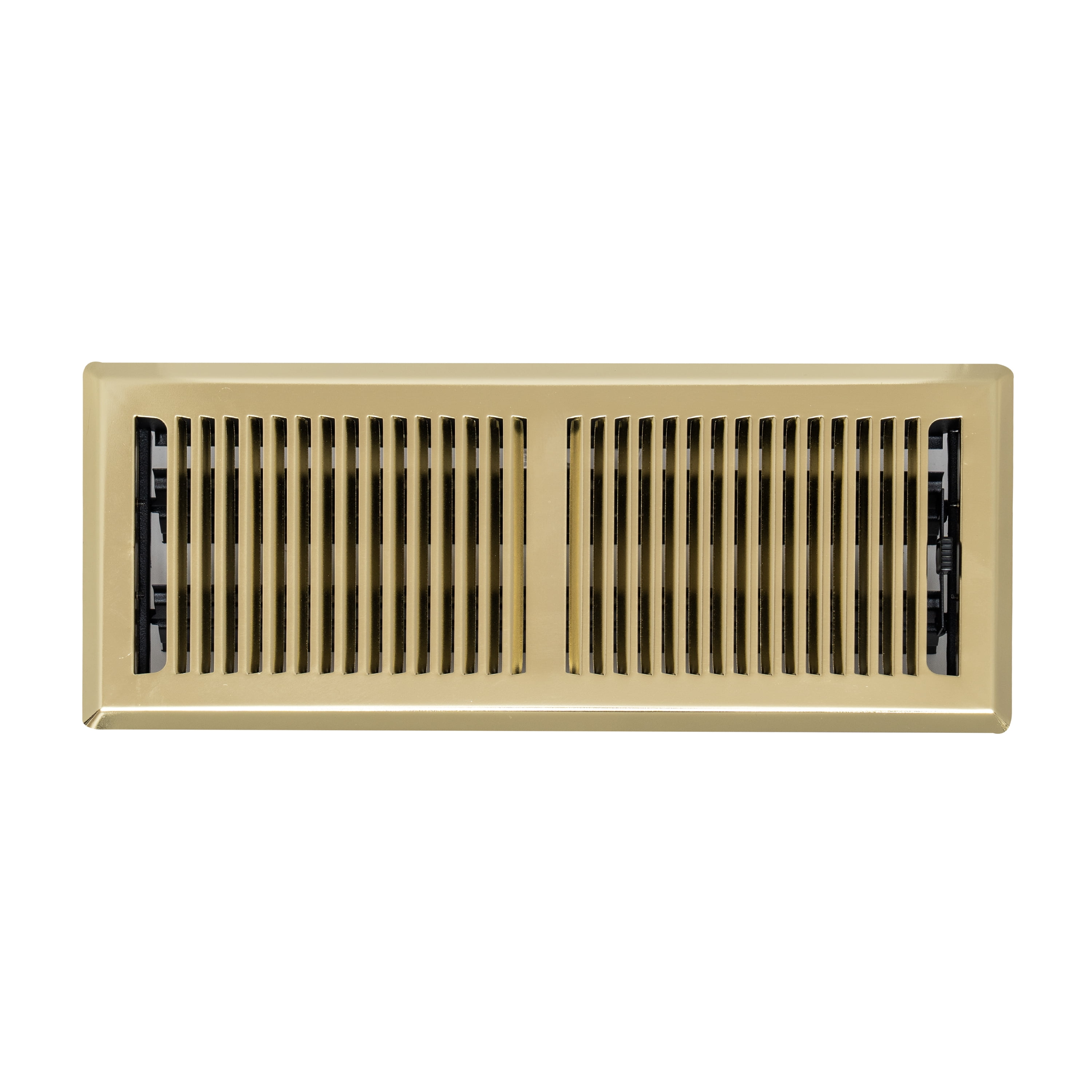 Fits 4x12 and 12x4 Duct Opening, Floor Register with Contemporary Louvered , Heavy Duty Walkable Design with Damper, Floor Vent Grille |Easy Adjust Air Supply Lever, Polished Brass