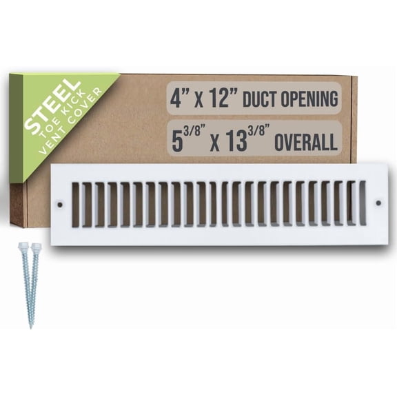 Fits 4x12 Duct Opening | Toe Kick Vent Cover by | Cabinet Toe Kick Space Register Grille | HVAC Toe Space Vent Cover | Outer Dimensions: 5 3/8" X 13 3/8" | Off White