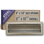 Fits 4x14 Duct Opening Floor Register with Louvered Design by Handua | Heavy Duty Walkable Design with Damper | Floor Vent Grille | Easy to Adjust Air Supply Lever | Brown