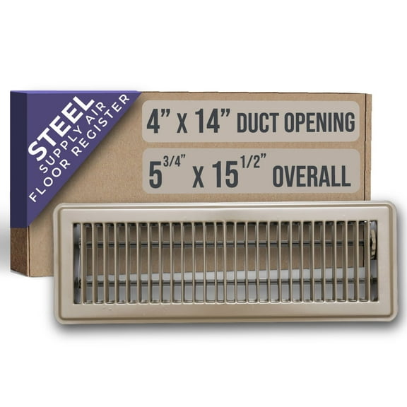 Fits 4x14 Duct Opening Floor Register with Louvered Design by Handua | Heavy Duty Walkable Design with Damper | Floor Vent Grille | Easy to Adjust Air Supply Lever | Brown