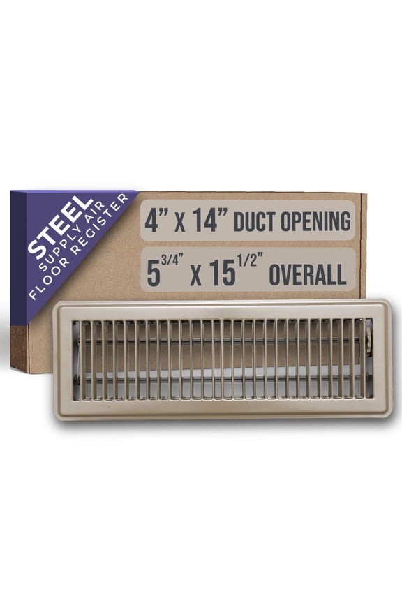 Fits 4x14 Duct Opening Floor Register with Louvered Design by Handua | Heavy Duty Walkable Design with Damper | Floor Vent Grille | Easy to Adjust Air Supply Lever | Brown