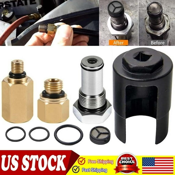 Fits 6.0L Ford Powerstroke IPR Valve Socket + Air Test Fitting Fuel Rail Adapter