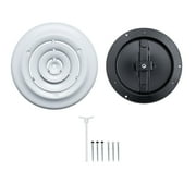 Fits 6 Inch Neck Air Duct | Steel Round Air Supply Diffuser for Ceiling by Handua | 8 Neck Steel Butterfly Damper&Handle Included | Round Diffuser Vent Cover | White | Outer Dimension 9-15/16