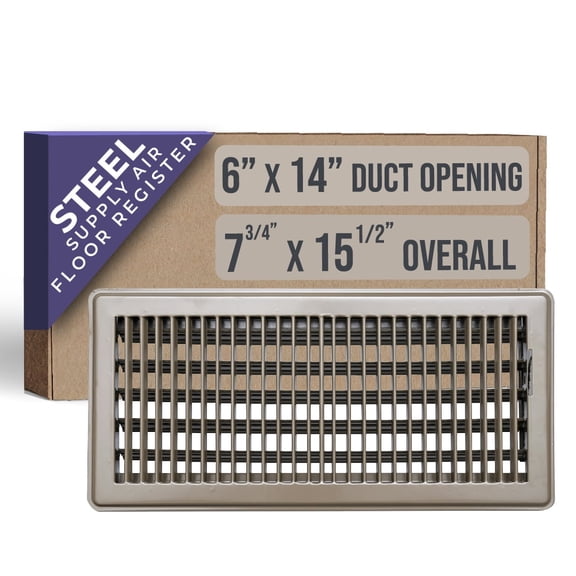 Fits 6x14 Duct Opening Floor Register with Louvered Design by Handua | Heavy Duty Walkable Design with Damper | Floor Vent Grille | Easy to Adjust Air Supply Lever | Brown