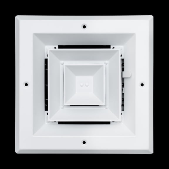 Fits 6x6 Duct Opening 4 WAY Aluminum Square Ceiling Diffuser by Handua, Register Vent Cover Grille for Ceiling, Rust Proof, White, Out Dim: 7.75" X 7.75"