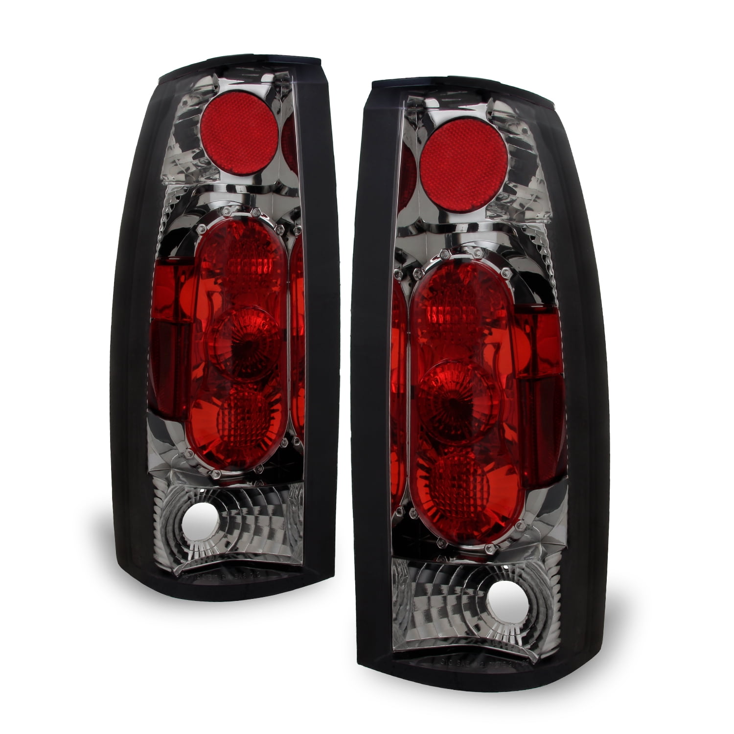 Smoke Tinted Tail Lights For 2000-2006 GMC/Chevy Tahoe, Suburban, Yukon, Denali - Chrome Housing, Halogen, DOT/SAE Certified - Direct Replacement Pair