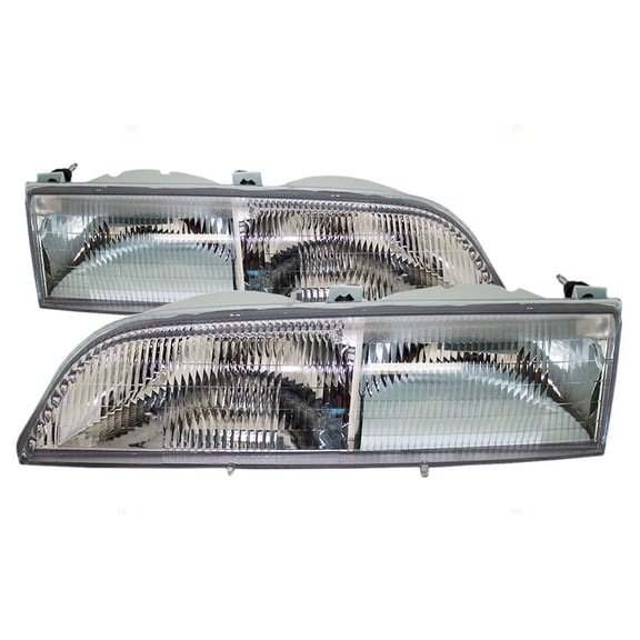 Fits 89-93 Ford T-Bird Thunderbird Headlights Headlamps Pair Set