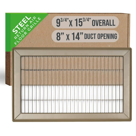 Fits 8x14 Duct Opening | Return Air Floor Grille by Handua| Walkable Vent Cover Grill for Floor | Brown | Heavy Duty Fixed Blades | Outer Dimensions: 9.75"W X 15.75"H