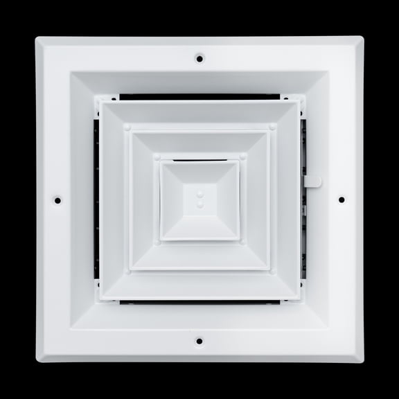 Fits 8x8 Duct Opening 4 WAY Aluminum Square Ceiling Diffuser by Handua, Register Vent Cover Grille for Ceiling, Rust Proof, White, Out Dim: 9.75" X 9.75"